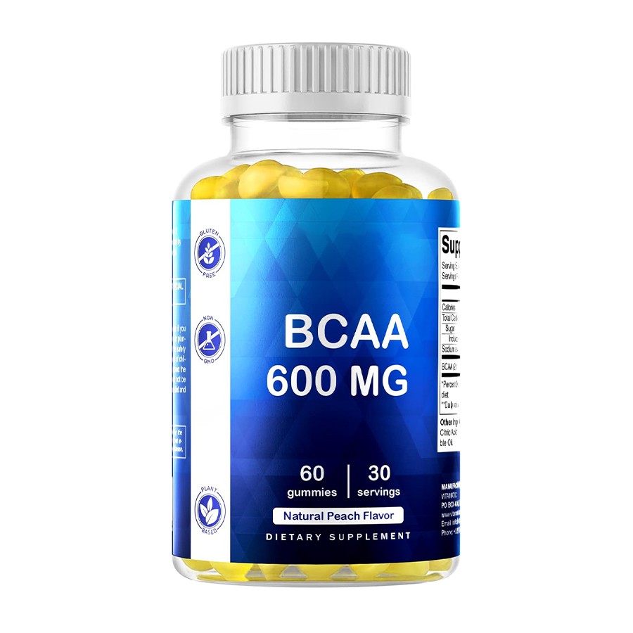 BCAA 600 mg Gomestas dietéticas recuperación muscular natural y apoyo energético para estilos de vida activos