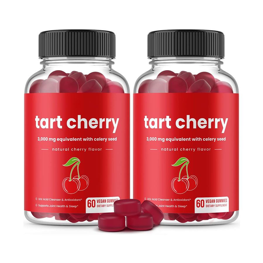 Tart Cherry & Ceryery Seed Gomma Vegan Apoyo para la salud de la salud del ácido úrico Defensa antioxidante y bienestar diario